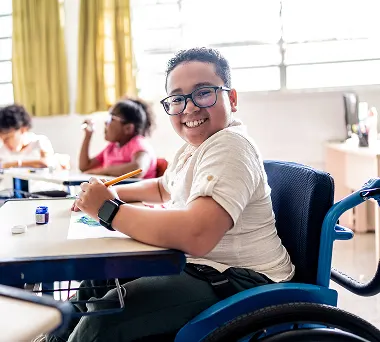  Student in wheelchair working on assignment