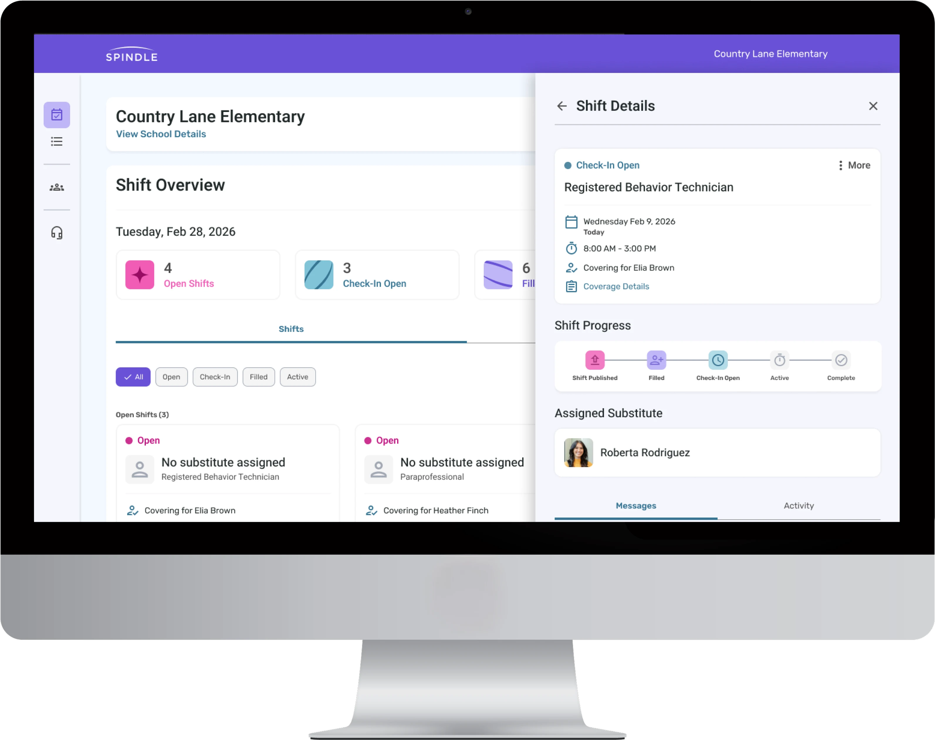 Spindle substitute management platform displayed on a desktop computer
