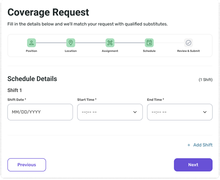 Spindle coverage request form